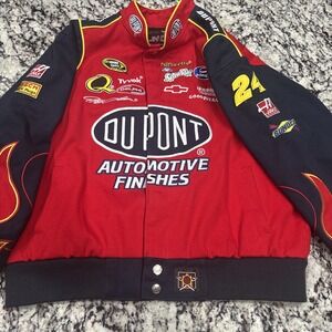 Jeff‎ Gordon NASCAR Dupont Jacket  XL 11-12 JH Design Stitched Flames Button-up
